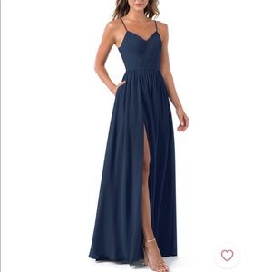 Azazie Cora Bridesmaid Dress Navy size 0